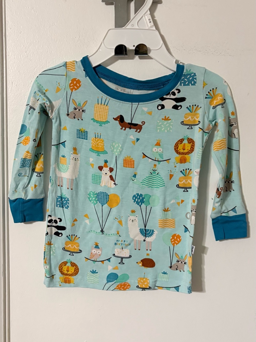 Little Sleepies Blue Birthday Animals Long-Sleeve Top 12-18ms